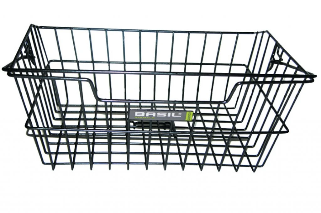 Hinterradkorb Basil Cairo, 30,5x40,5x17cm,sw,weitmaschig,abgeschr 1 Hinterradkorb Basil Cairo, 30,5x40,5x17cm,sw,weitmaschig,abgeschr