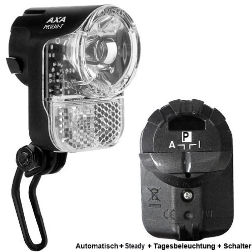 Dynamo-Scheinwerfer PICO30 T Steady Auto Axa, LED, Schwarz, Tagfahrlicht, Lose 2 Dynamo-Scheinwerfer PICO30 T Steady Auto Axa, LED, Schwarz, Tagfahrlicht, Lose – Bild 2