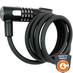 AXA Spiralkabelschloss Newton Code 150/10 150 Cm, Ø = 10 Mm, Schwarz