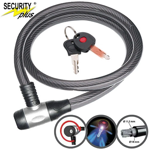 Point Panzerkabelschloss PK96 L = 120 Cm, Ø = 18 Mm Silber 1 Point Panzerkabelschloss PK96 L = 120 Cm, Ø = 18 Mm Silber