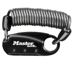 Master Lock Karabiner-Spiralschloss Schwarz 3 Ziffern 90Cm Kabel