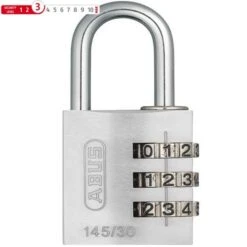ABUS Zahlenschloss 145/30 Silber Lock-Tag -GearWerk Verkaufs-Shop abus vorhangeschloss 145 30 silber zahlen308370 30