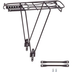 Point Gepäckträger 2-Bein, Federklappe + Pumpenhalter Schwarz, Stahl, Verstellbar 26-28&quot;